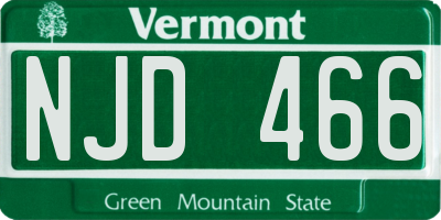 VT license plate NJD466
