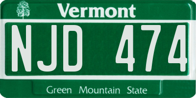 VT license plate NJD474