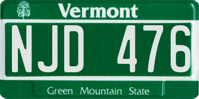 VT license plate NJD476