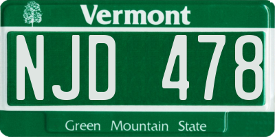 VT license plate NJD478