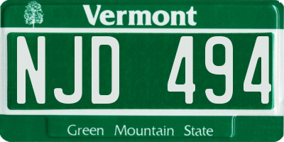 VT license plate NJD494