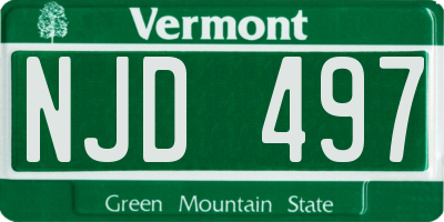 VT license plate NJD497