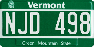 VT license plate NJD498