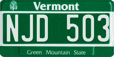 VT license plate NJD503