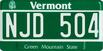 VT license plate NJD504