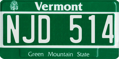 VT license plate NJD514
