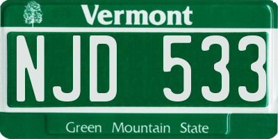 VT license plate NJD533