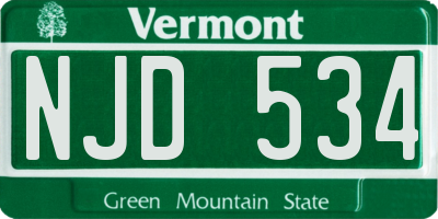 VT license plate NJD534