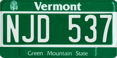 VT license plate NJD537