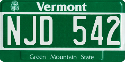 VT license plate NJD542