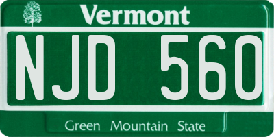 VT license plate NJD560