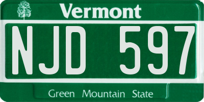 VT license plate NJD597