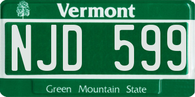 VT license plate NJD599