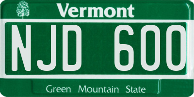 VT license plate NJD600
