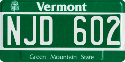 VT license plate NJD602