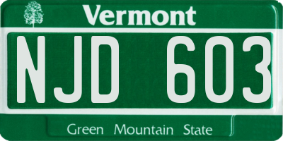 VT license plate NJD603