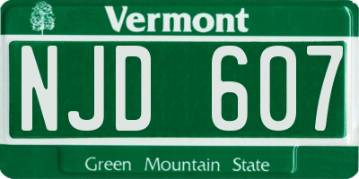 VT license plate NJD607