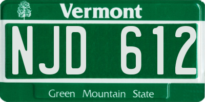 VT license plate NJD612