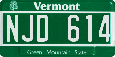 VT license plate NJD614