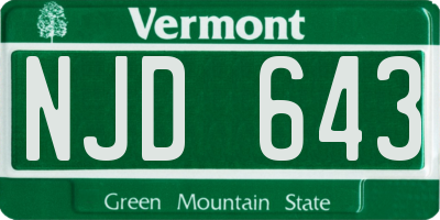 VT license plate NJD643