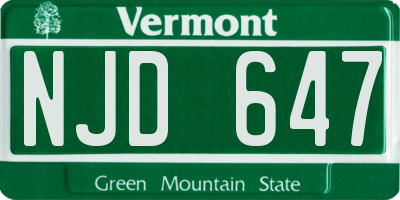 VT license plate NJD647