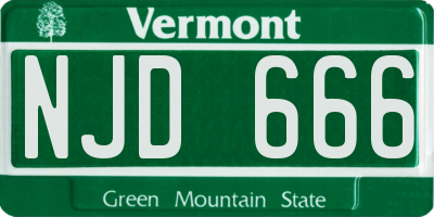 VT license plate NJD666