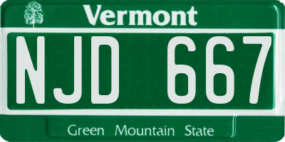 VT license plate NJD667