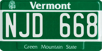 VT license plate NJD668