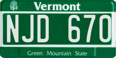 VT license plate NJD670