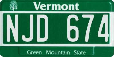 VT license plate NJD674