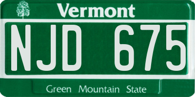 VT license plate NJD675