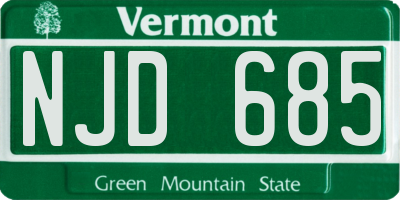 VT license plate NJD685