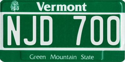 VT license plate NJD700