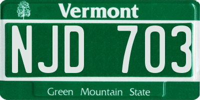 VT license plate NJD703