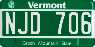 VT license plate NJD706