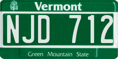 VT license plate NJD712