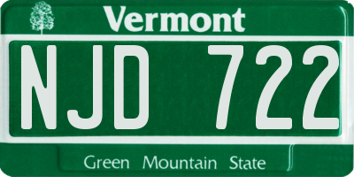 VT license plate NJD722