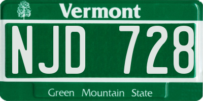 VT license plate NJD728