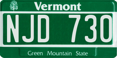 VT license plate NJD730