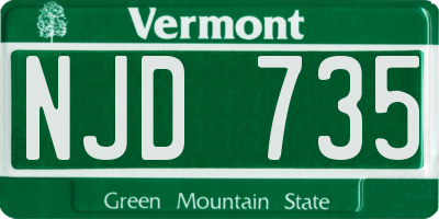 VT license plate NJD735