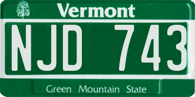 VT license plate NJD743