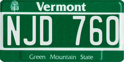 VT license plate NJD760