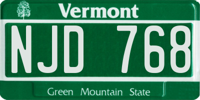 VT license plate NJD768