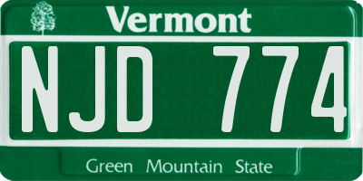 VT license plate NJD774