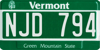 VT license plate NJD794