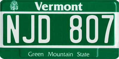 VT license plate NJD807