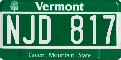 VT license plate NJD817