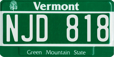 VT license plate NJD818