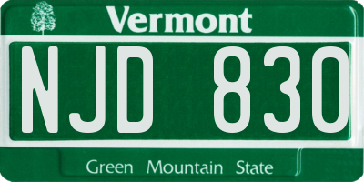 VT license plate NJD830