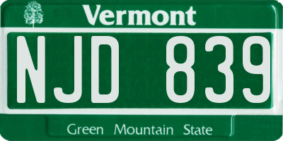 VT license plate NJD839